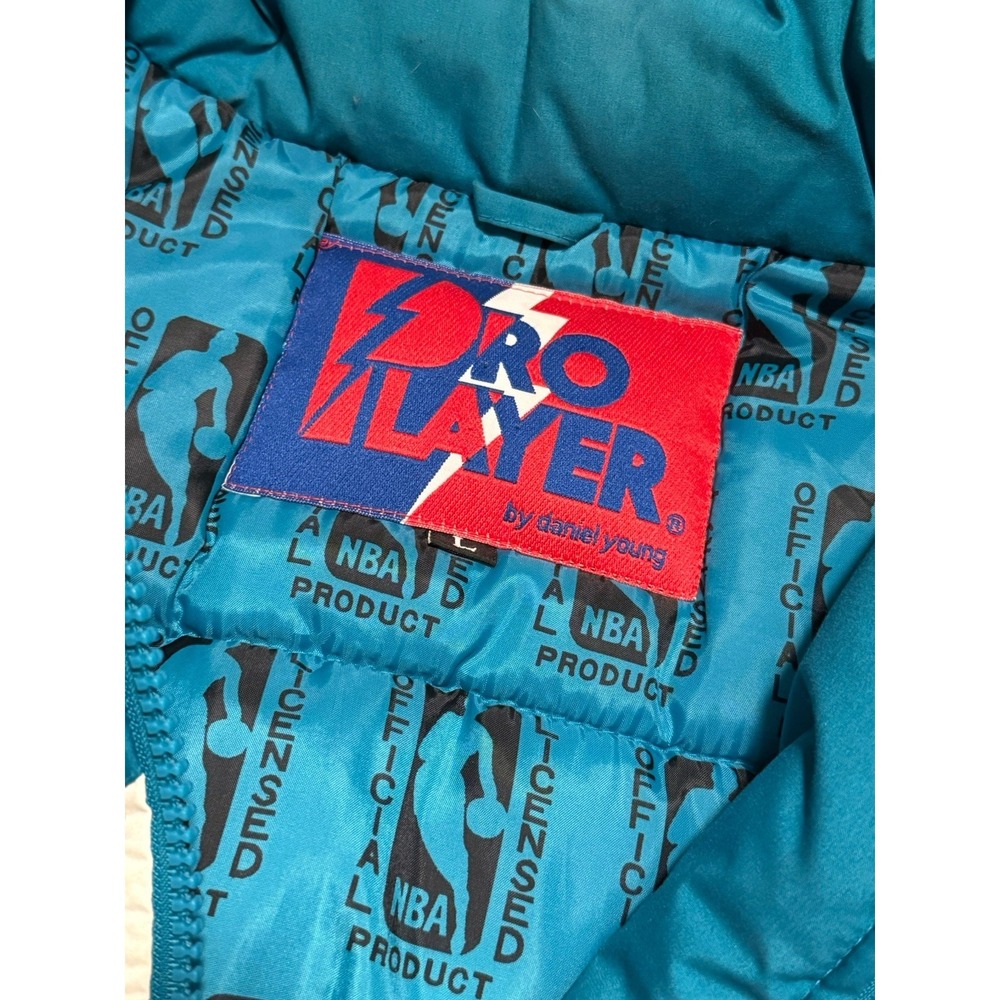 Vintage 90s Charlotte Hornets Pro Player NBA Jacket Puffer Coat Rare Men's Large - Picture 14 of 14